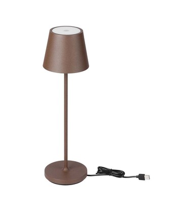 V-Tac uppladdningsbar bordslampa, trådlöst - Corten, IP54 utomhus bordslampa, touch dimbar
