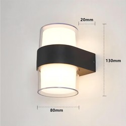 Vägglampor Svart upp/ned LED vägglampa i plast - 9W, rund, IP65 utomhus, 230V, inkl. ljuskälla.