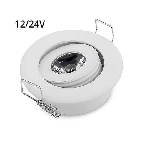 1W downlight vit - Hål: Ø4,2 cm, Mål: Ø5,2 cm, 2,2 cm hög, dimbar, 12V/24V