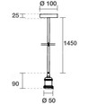 Armatursockel, Designer - Antik brons, 150 cm sladd, E27