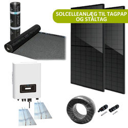 Solcell komplett för takpapp och ståltak 10kW komplett 3-fas solcellanlägg- Till Takpapp eller ståltak, DEYE växelriktare, helsvart