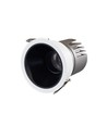 11W downlight - RA92, Hål: Ø7,5 cm, Mål: Ø8,4 cm, svart reflex, vit kant, dimbar, 230V