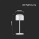 Outlet: V-Tac uppladdningsbar CCT bordslampa - Vit, IP54, touch dimbar, modell mini