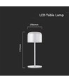 Outlet: V-Tac uppladdningsbar CCT bordslampa - Vit, IP54, touch dimbar, modell mini