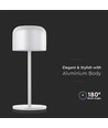 Outlet: V-Tac uppladdningsbar CCT bordslampa - Vit, IP54, touch dimbar, modell mini