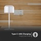 Outlet: V-Tac uppladdningsbar CCT bordslampa - Vit, IP54, touch dimbar, modell mini