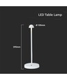 Outlet: V-Tac uppladdningsbar 3i1 bordslampa - Vit, IP20, touch dimbar, modell mini