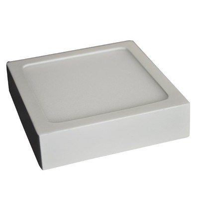 Outlet: 12W LED taklampa - 14 x 14cm, Höjd: 2,4cm, vit kant