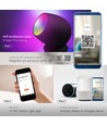 Smart Home-lampa med RGB+WW - Svart, Tuya/Smart Life, kompatibel med Google Home, Alexa och smartphones.