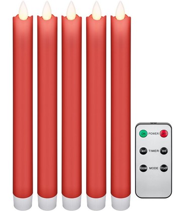 5-pack röda LED-stearinljus inklusive fjärrkontroll - Batteri