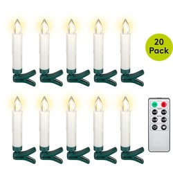 Juleljus 20-pack LED-julbelysning inklusive fjärrkontroll - Batteri, timerfunktion, trådlös
