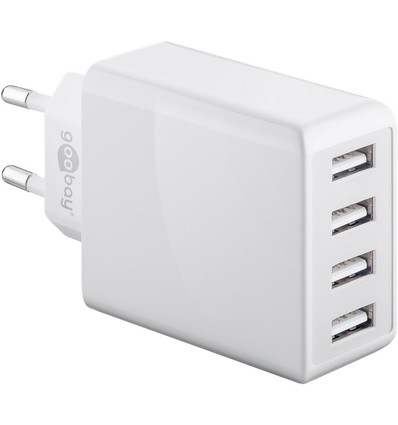 Goobay 30W USB-laddare, 4 portar - USB-A, vit