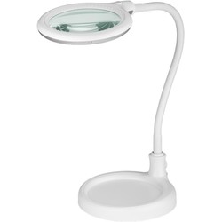 Förstoringslampa LED förstoringslampa med svanhals 6W - Vit, bordlampa, klämma