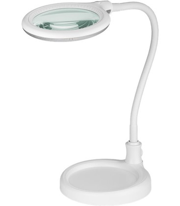 LED förstoringslampa med svanhals 6W - Vit, bordlampa, klämma