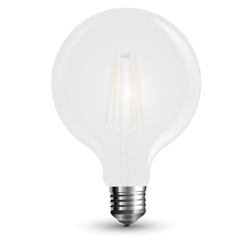 V-Tac 7W LED globlampa - Filament, Ø12,5 cm, mattteret glas, E27