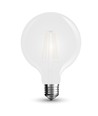 V-Tac 7W LED globlampa - Filament, Ø12,5 cm, mattteret glas, E27