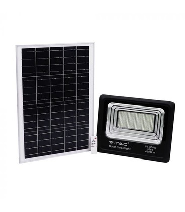 V-Tac 50W Solar strålkastare LED - Svart, inkl. solcell, fjärrkontroll, IP65