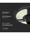 V-Tac 7,5W Solar trädgårdslampa LED - Svart, Ø42 cm, solcell, sensor, IP65