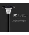 V-Tac 15W Solar trädgårdslampa LED - Svart, Ø25.7 cm, solcell, sensor, IP65