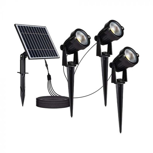 V-Tac 3x1.2W Solar trädgårdslampor LED - Svart, med spjut, IP65