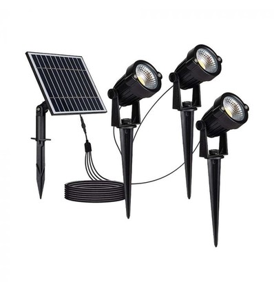 V-Tac 3x1.2W Solar trädgårdslampor LED - Svart, med spjut, IP65