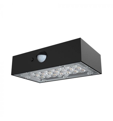 V-Tac 3W Solar vägglampa LED - Svart, sensor, IP65