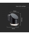1W Vägglampa LED - IP54, rund, svart, solcell