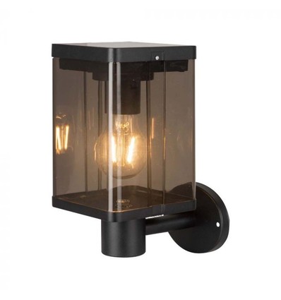 2.5W Vägglampa LED - IP54, svart, sensor, solcell