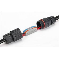Strålkastare LED Svart rund kopplingsdosa - Till skarvning av kabel, 3-ledare, IP67 vattentät