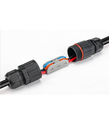 Svart rund kopplingsdosa - Till skarvning av kabel, 3-ledare, IP67 vattentät