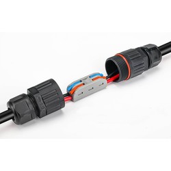 Strålkastare m/sensor LED Svart rund kopplingsdosa - Till skarvning av kabel, 2-ledare, IP67 vattentät
