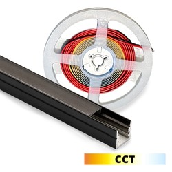 CCT LED strips 24V Ljus till akustikpanel, 120cm, svart - Komplett set med aluprofil och CCT LED strip