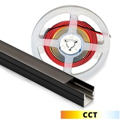 Alu / PVC profiler Profilset för akustikpanel inklusive CCT LED-strip - CCT LED-strip, komplett med svart cover och ändstycken