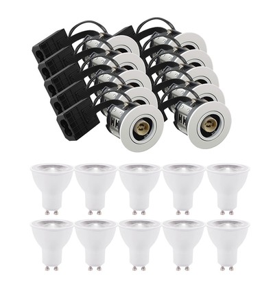 10 st. downlight Inno88 - Inkl. 6W RA97 GU10, matt vit, IP44, godkänd i isolering