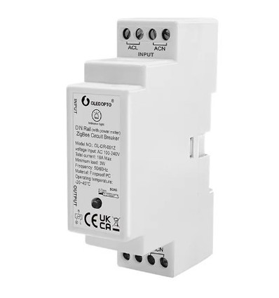 Gledopto ZigBee relä - DIN-skena, Zigbee 3.0, 16A