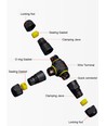 T-kopplingsdosa med snabbkoppling - IP68 vattentät, svart, för skarvning av kablar, 3-ledare