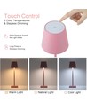 Uppladdningsbar LED bordslampa Inomhus/utomhus - Pink, touch dimbar, CCT, IP54 utomhus bordslampa