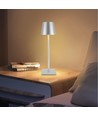 Uppladdningsbar LED bordslampa Inomhus/utomhus - Silver, touch dimbar, CCT, IP54 utomhus bordslampa