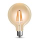 V-Tac 6W LED globlampa - Filament, Ø9,5 cm, dimbar, extra varmvitt, E27