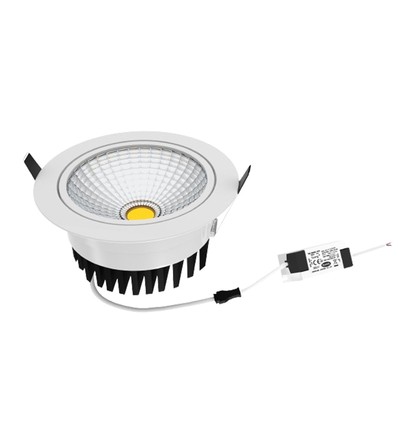 5W COB downlight - Hål: Ø7 cm, Ø8,5 cm, RA80, vit kant, 230V