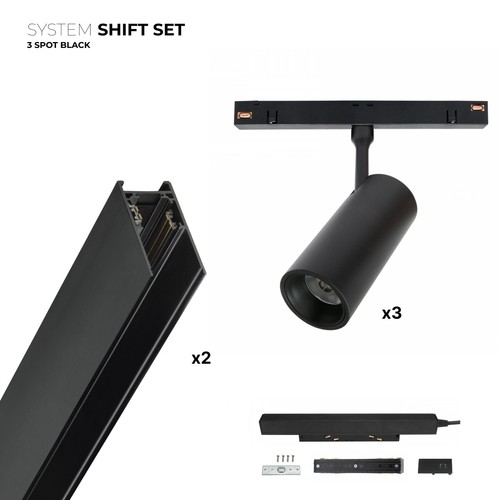 Outlet: Spectrum SHIFT 3x spot set - 2 meter komplett + spots, Svart
