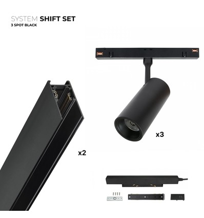 Outlet: Spectrum SHIFT 3x spot set - 2 meter komplett + spots, Svart