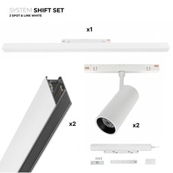SHIFT system Spectrum SHIFT 2x spot + ljusskena set - 2 meter komplett + spots och grundbelysning, Vit
