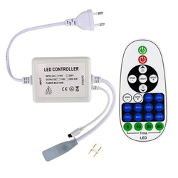 LED strip RF trådlös timer+dimmer med fjärrkontroll - Inkl. ändstycke, till 230V Neon COB, minnesfunktion, max. 50 m