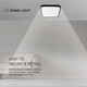 V-Tac 24W LED takarmatur - 29,5 x 29,5cm, svart kant, inkl. ljuskälla
