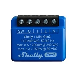 Smart Home Shelly Plus 1 Mini (GEN 3) - WiFi-relä med potentialfri kontaktsats (230VAC)