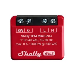 Smart Home Shelly Plus 1PM Mini (GEN 3) - WiFI relä med effektmätning (230VAC)