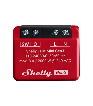 Shelly Plus 1PM Mini (GEN 3) - WiFI relä med effektmätning (230VAC)