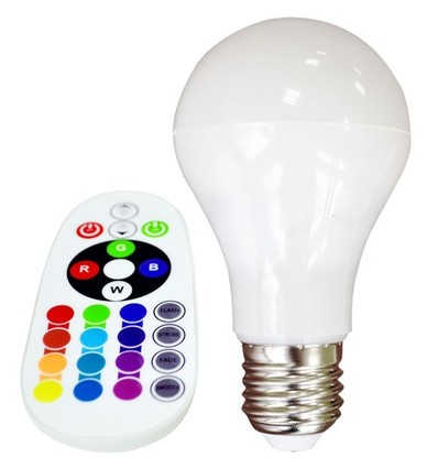 V-Tac 6W RGB LED lampa - Med RF fjärrkontroll, E27