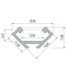 Alu hörnprofil Type C till inomhus IP20 LED strip - 1 meter, obehandlat aluminium, välj cover